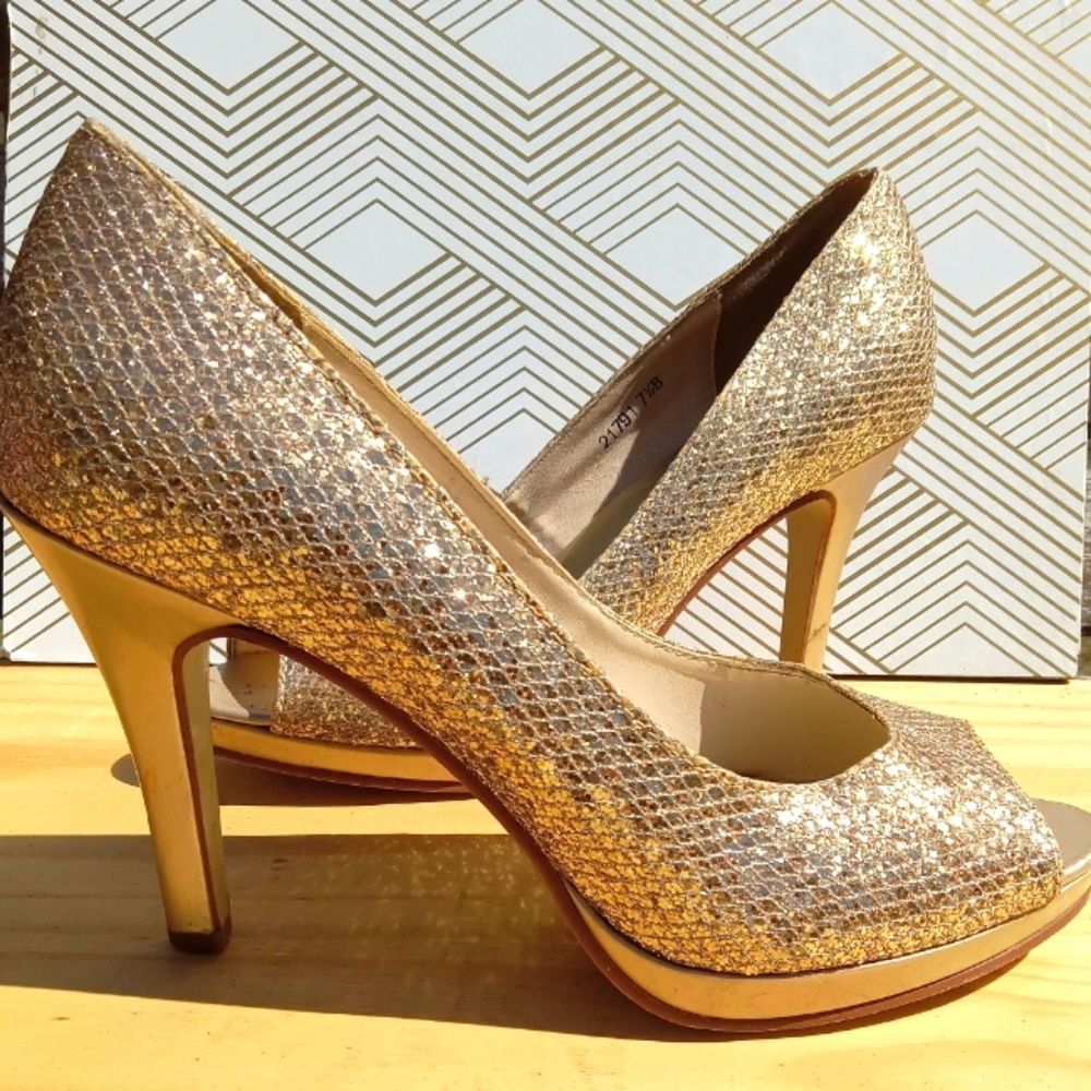 Champagne glitter heels